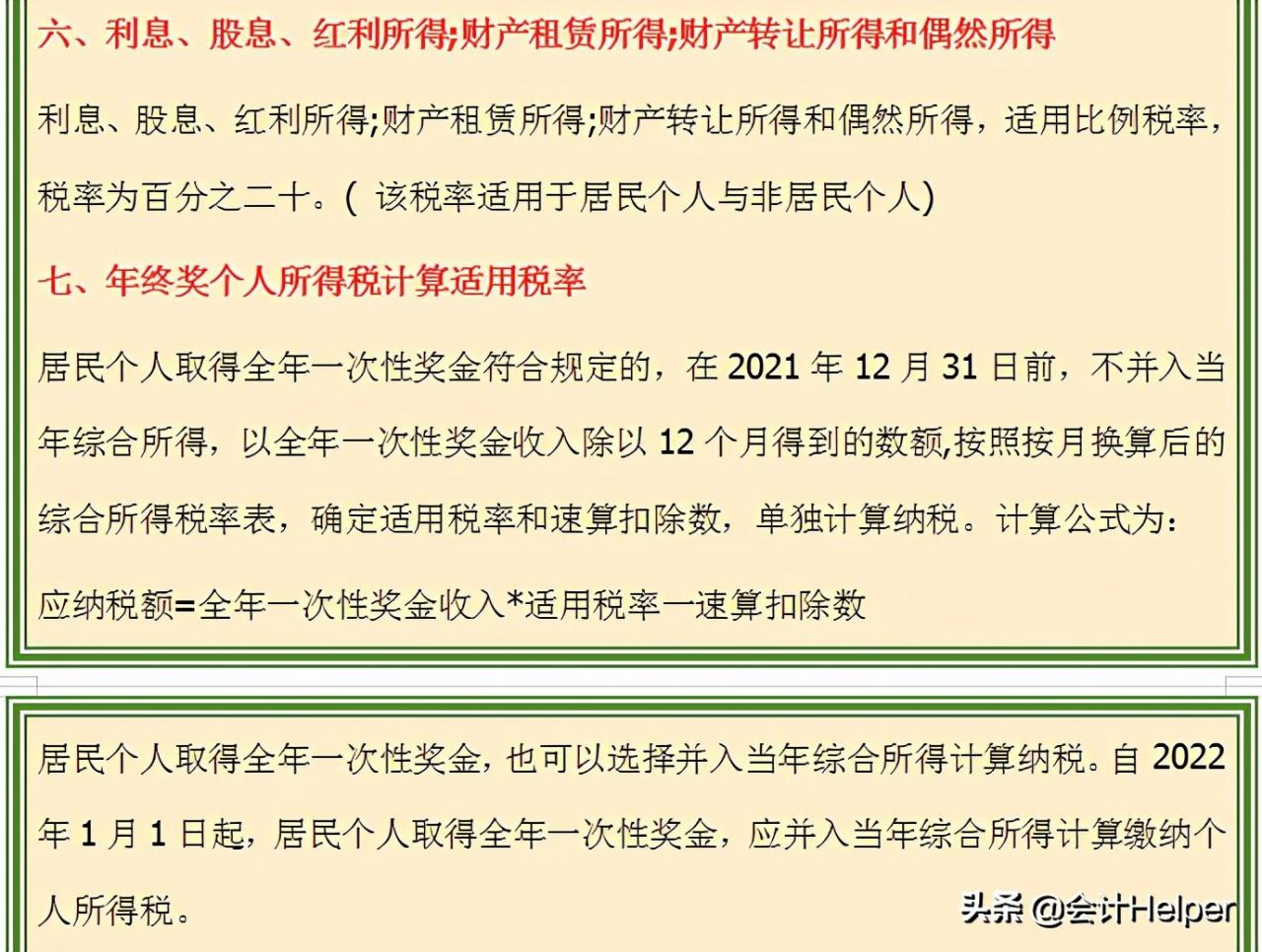 2021新版个税税率表（含个税政策），附专项附加扣除，收藏版